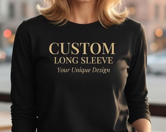 Camiseta de manga larga personalizada: Camiseta de cuello redondo personalizada para hombre y mujer