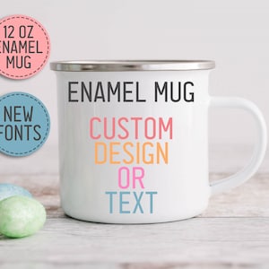 Personalized Enamel Mug – Custom Camping Mug – Kids Birthday Gift – Quote Coffee Cup – Bulk Tea Cups for Her