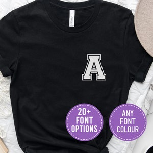 Customized Name Initial T-Shirt,Personalized Initials Shirt,Custom Varsity T-Shirt,College Shirts,Custom University Shirts