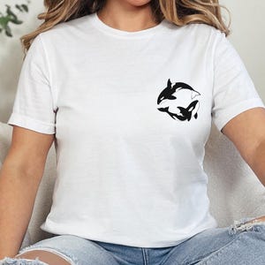 シャチポケットシャツ、シャチTシャツ、ホエールシャツ、マリンシャツ、海好きへのギフト、魚好きへのギフト、シャチTシャツ、海洋学Tシャツ