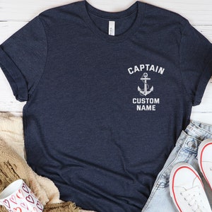 Personalized Captain T Shirt, Custom Boat Name,Captain Christmas,Yacht Gift, Cruise Tshirt, Gift For Captain, Sailing Shirt,Nautical, Anchor