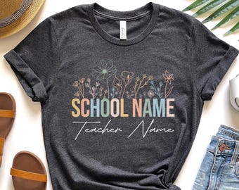 Personalized Teacher Shirt, School Name Tshirt, Teacher Team Spirit Shirt, Personalized Teacher Gift, Custom School Tee, Elementary School