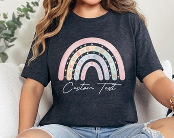 Custom Rainbow T-Shirt | Personalized Boho Vintage Graphic Tee