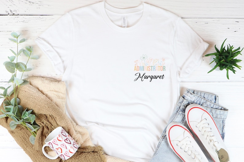 Personalized Administrator Shirt, Custom Admin Shirt, Admin Squad Gift, Floral Women Shirt, Custom Name Pocket Shirt, Office Squad Shirt, image 5
