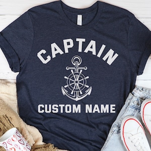 Personalized Boat Captain T Shirt Yacht Cruise Tshirt Gift For Captain Custom Boat Name Shirt Gift For Sailing Nautical Anchor Tee For Men