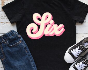 6. Geburtstag Mädchen Shirt Retro Cooles Kind Shirt Sechster Geburtstag Tshirt Kleinkind Geschenk Kleinkind sechstes Geschenk für Geburtstag sechs Tee