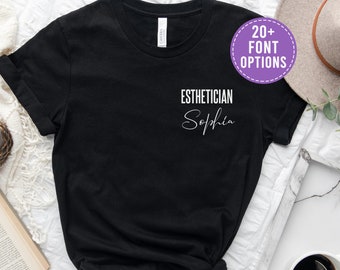 Personalized Esthetician Shirt Cute Beautician Gift Makeup Artist T-Shirt Skin Care T Shirt Staff Esthetician MUA Christmas Gift For Woman