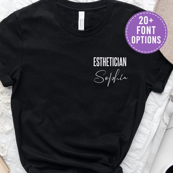 Personalized Esthetician Shirt Gift For Woman Cute Beautician Gift Makeup Artist T-Shirt Skin Care T Shirt Staff Tee Esthetician MUA Gift