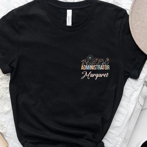 Personalized Administrator Shirt, Custom Admin Shirt, Admin Squad Gift, Floral Women Shirt, Custom Name Pocket Shirt, Office Squad Shirt, image 3