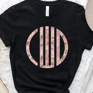 Floral Monogrammed Shirt, Personalized Tee Shirt, Gifts For Her, Custom Circle Monogram Shirt, Personalized Women, Custom Gift Shirt