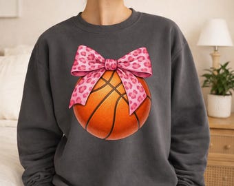 Sudadera de mamá de baloncesto: jersey de leopardo Coquette Game Day