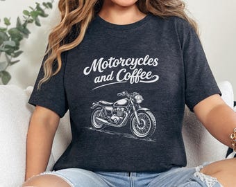 Motorräder und Kaffee-Shirt, Vintage amerikanisches Motorrad-T-Shirt, Biker-Lebensstil Grafik