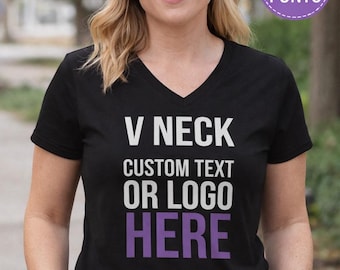 Custom V-Neck Shirt – Personalized Logo or Text, Women's Tee