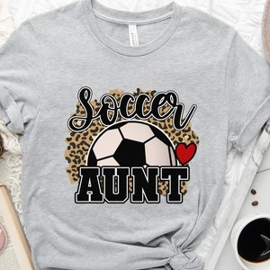 Camiseta de tía futbolera, camisetas de tía para el día del juego, regalo de Navidad para tía futbolera, camisetas familiares futboleras, camisetas de fútbol, camiseta de tía futbolera, camiseta de fútbol para mujer