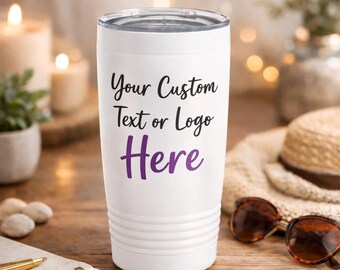 Vaso térmico personalizado: texto, logotipo o cita personalizados - 20 oz