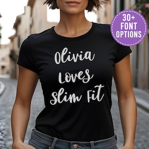 Custom Slim Fit Shirt for Women Personalized Slim Fit Your Name Logo Shirt