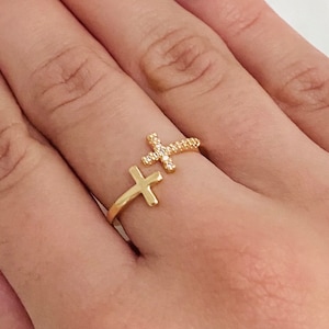 Crucifix Ring, Criss Cross Ring, Cross Ring, Bypass Ring, Verstelbare Ring, Christelijke Ring, Religieuze Ring, Christelijke sieraden,