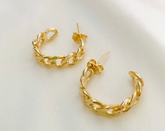 Kleine 18k Gold Filled kubanische Link Creolen
