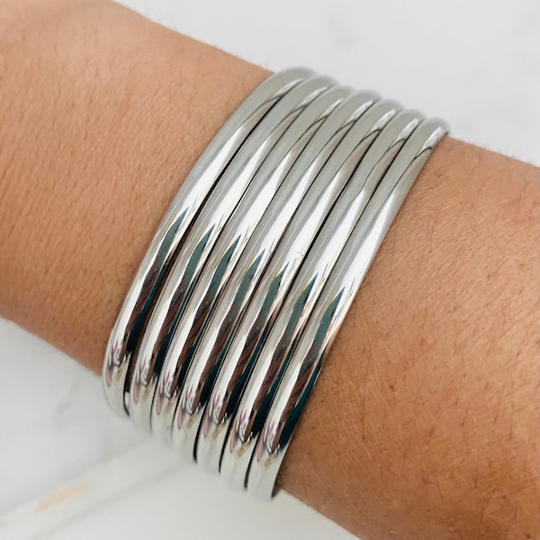 Silver Stacking Bangle, Silver Bangle Set, 7 Day Bangles, Stacking Bangle, Bangles Set, Silver Bangles, Silver Bracelet,