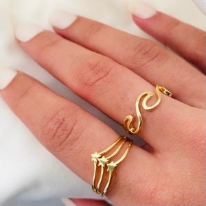 Ocean Wave Ring, Celestial Ring, Star Ring, Wave Ring, Ocean Ring, Wave Rings, Ocean Inspired Ring, Constellation Ring,  Delicate Ring