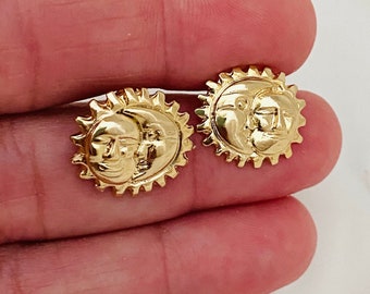 Sun Stud Earrings, Sunburst Earrings, Sunshine Earrings, Celestial Jewelry, Sun Face Earrings, 18K Gold Filled Stud Earrings, Boho Earrings