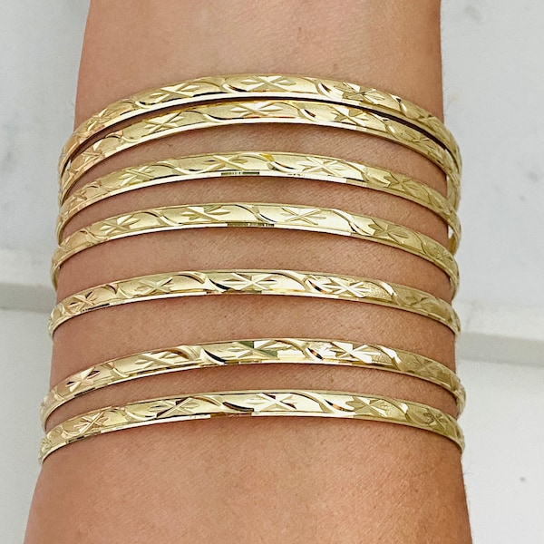 Gold Filled Set of Bangles, Indian Bangle Set, Gold Filled 7 Day Bangles, Bangle Bracelet Set, Stacking Bangle, Gold Bangle Bracelet