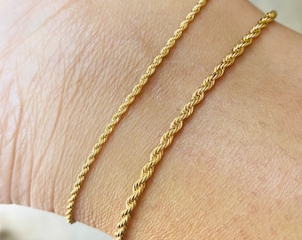 Rope Anklet, Gold Anklet, Dainty Anklet, Twisted Anklet, Anklet for Women, Gold Rope Anklet, Layering Anklet, Gift for Women
