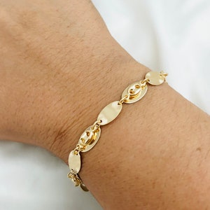 Mariner Bracelet, Anchor Mariner Bracelet, Puff Link Bracelet, 18k Gold Filled Bracelet, Gold Puffed Bracelet, Stacking Bracelet