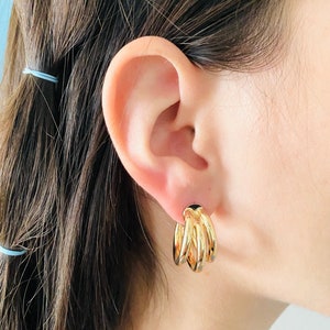 Triple Hoops, Thick Hoop Earrings, Silver Hoop Earrings, Chunky Gold Hoops, Triple Hoops, Large Hoop Earrings, Gold Filled Hoops,