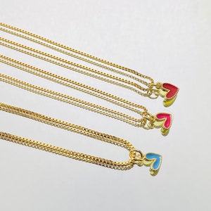Small Heart Necklace, Heart Pendant, Heart Enamel Necklace, Heart Necklace, Gold Heart Necklace, Love Necklace, Enamel Charm,