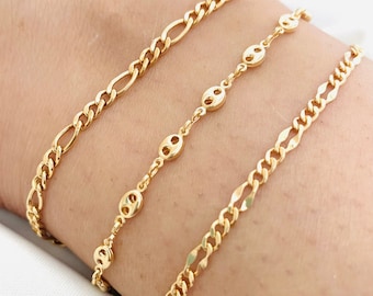 Gold Filled Figaro Chain Anklet Bracelet - Mariner Link