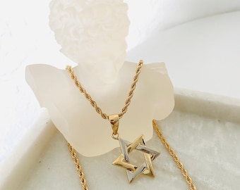 Star of David Necklace Men, Star of David Necklace, Rope Necklace, Gold Necklace Men, Jewish Star, Hanukkah, Necklace for Men, Gift for Him