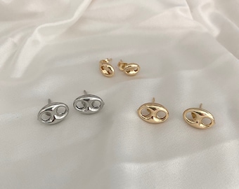 Mariner Puff Stud Earrings Puff Mariner Earrings Mariner Anchor