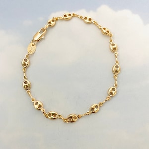 Mariner Bracelet, Anchor Mariner Bracelet, Puff Link Bracelet, 18k Gold Filled Bracelet, Gold Puffed Bracelet, Stacking Bracelet