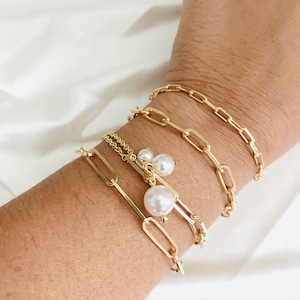18k Gold Filled Paperclip Bracelet: Rolo Chain Link Bracelet