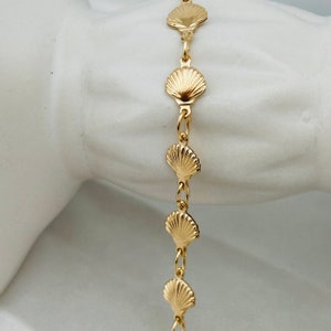 18K Gold Filled Seashell Bracelet: Ocean Jewelry, Water Resistant - Etsy