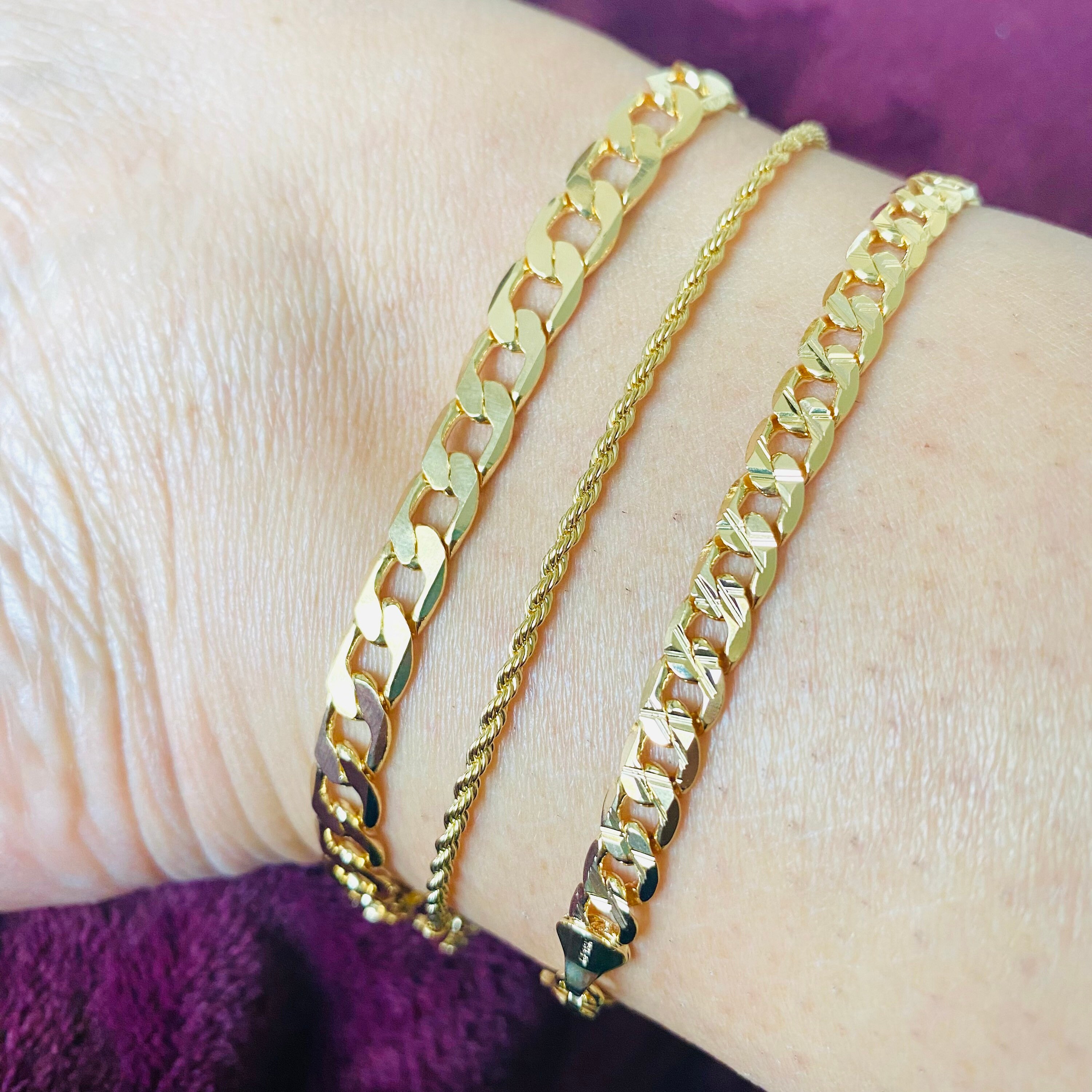 Gold Filled Anklet: Cuban Link, Rope Chain, Water Resistant - Etsy