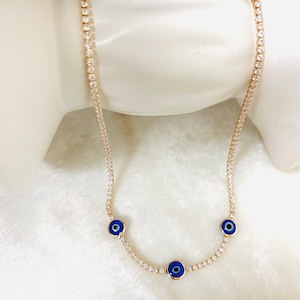 Evil Eye Choker, Turkish Eye Necklace, Lucky Eye Choker, Third Eye, Tiny Evil Eye, Talisman Evil Eye, Protection Necklace, Third Eye,