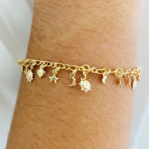 Celestial Bracelet, Sun Bracelet, Moon Bracelet, Moon Charm, Star Charm ...