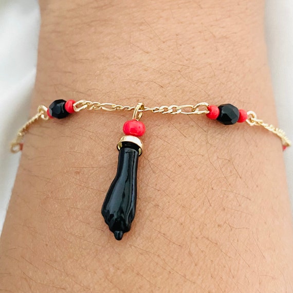 Azabache Bracelet Figa Hand Bracelet Red Black Bead Bracelet