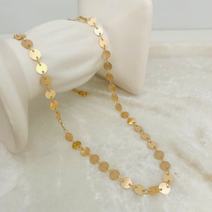 Gold Filled Disc Necklace, Gold Disc Necklace, Small Disc Necklace, Circle Necklace, Dainty Gold Necklace, Layering Necklace, Gold Necklace