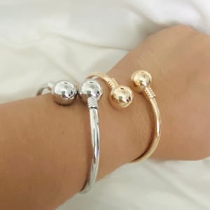 Gold Ball Bracelet, Gold Filled Bangle, Gold Ball Bracelet, Adjustable Bangle, Silver Cuff, Silver Bracelet, Cuff Bracelet, Bangle Bracelet,