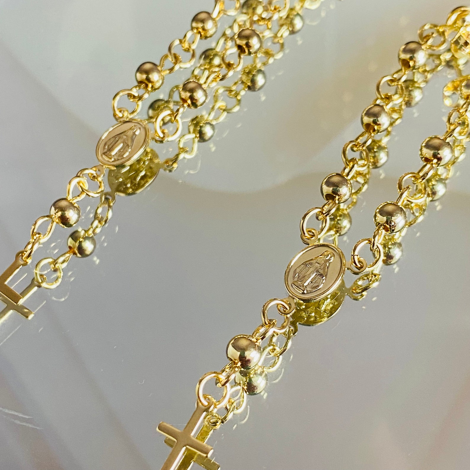 Virgin Mary Earrings Rosary Earrings 18k Gold Filled Etsy