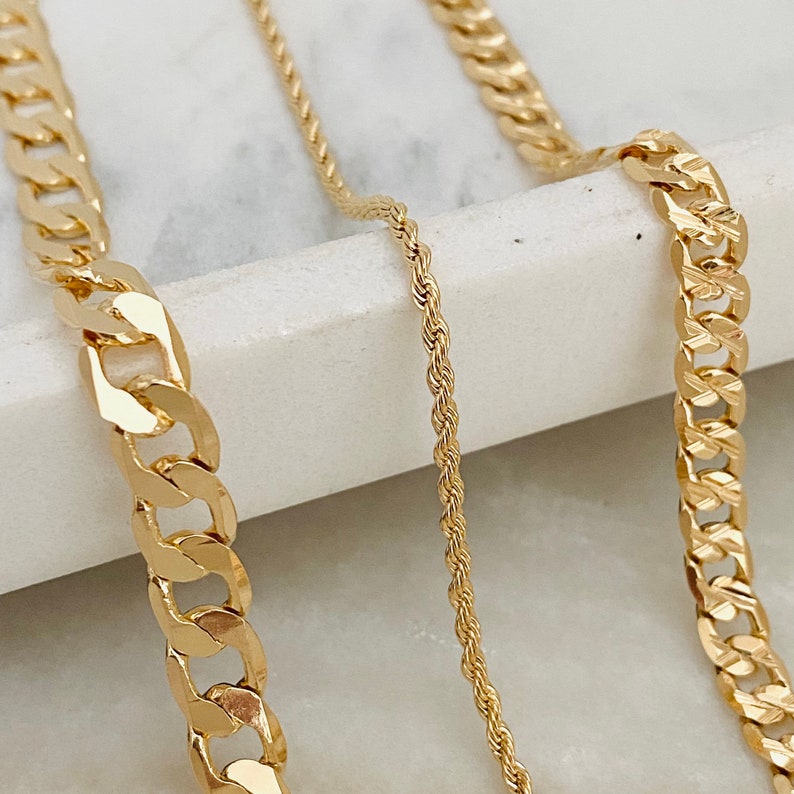 Gold Filled Anklet: Cuban Link, Rope Chain, Water Resistant - Etsy