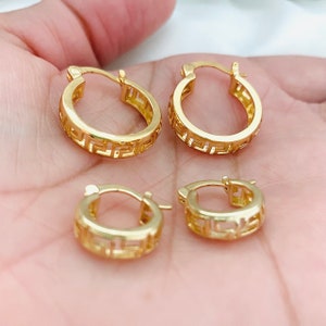 Small Greek Hoops, Greek Style Earrings, Chunky Hoops, Gold Hoop Earrings, 18K Gold Filled Hoops, Greek Jewelry, Minimalist Hoops
