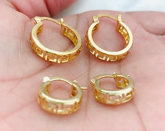 Small Greek Hoops, Greek Style Earrings, Chunky Hoops, Gold Hoop Earrings, 18K Gold Filled Hoops, Greek Jewelry, Minimalist Hoops