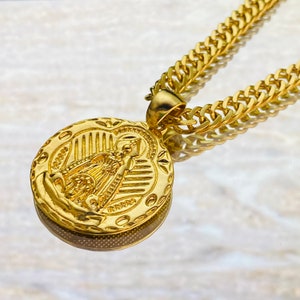 Caridad del Cobre, Virgen de la Caridad, ketting Maagd Maria, religieuze ketting, gouden medaillon, hanger Maagd Maria, Cubaanse heilige ketting