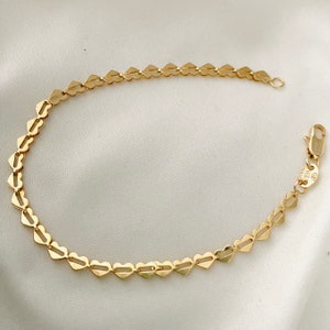 Heart Link Bracelet, Open Heart Bracelet, 18k Gold Filled Bracelet, Gold Stacking Bracelet, Thin Delicate Bracelet, Love Jewelry