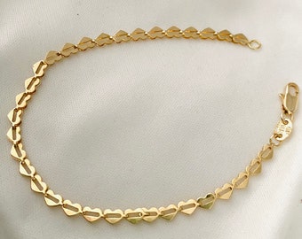 Hjärtlänkarmband, Öppet hjärtarmband, Armband i 18k guldfyllt, Stapelbart guldarmband, Tunt, Delikat armband, Kärlekssmycken