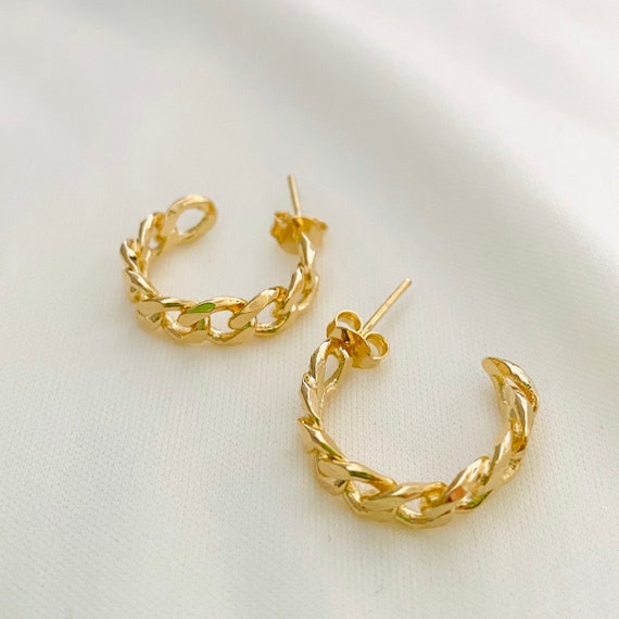 Small Cuban Link Hoop Earrings 18k Gold Filled Hoops Gold Chain Link Hoops Open Back Hoops Hypoallergenic Hoops Lightweight Hoops Etsy Australia